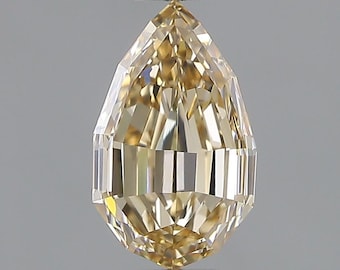 1.31 ct. Fancy Light Yellow-Brown, Natural Even, VVS2 Pear Step Cut - GIA Cert. Natural Fancy Color Diamond