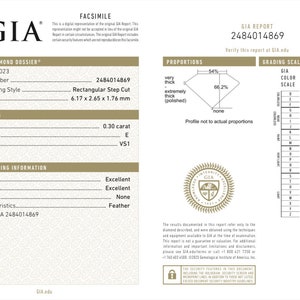 GIA Cert. Natural Diamond 0.30 ct. E Color, VS1 Baguette image 2