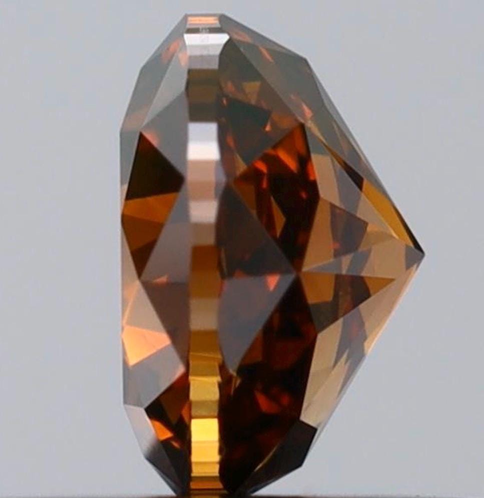 Diamant Naturel 0.51 Ct - Couleur Fancy Deep Jaunâtre Orange - VS2 - Rond - Neuf Avec étiquettes