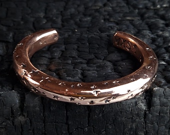 Milky Way | Starry Bracelet in Pure Copper | Massive Copper Bracelet | 90 g | 10 x 10 mm | Men&#39;s Jewelry | Engraving | Forged by MAXIMUS