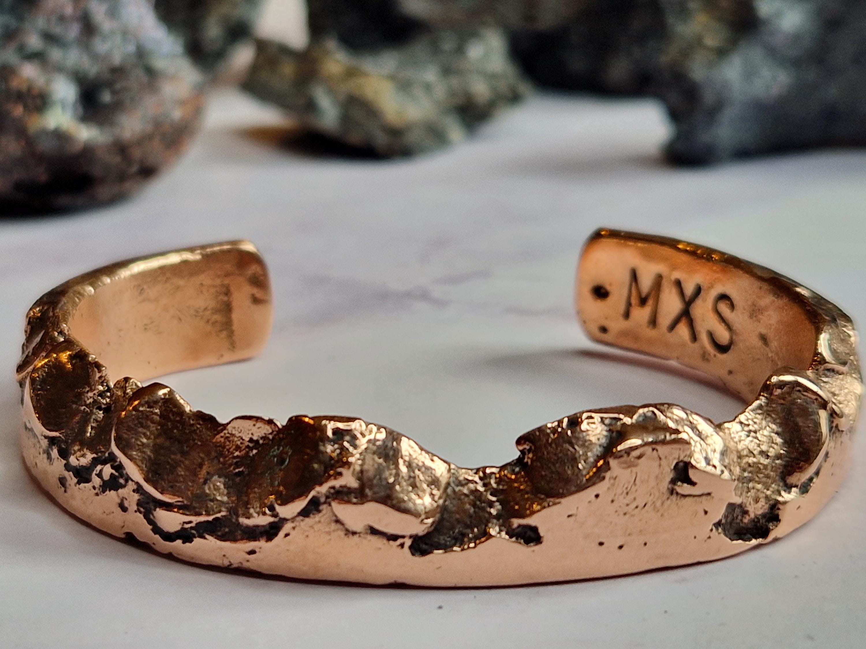 Copper Mountain | Solid Copper Bracelet for Men | 74 g | 0,39 x 0,19 Inches  | Men's Jewelry | Customized | Hand-Forged by MAXIMUS