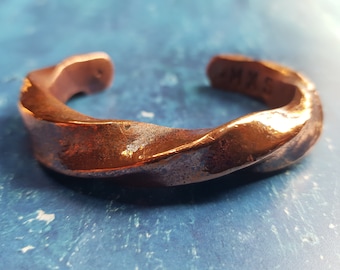 Celtic Copper Torque Bracelet | Viking Bracelet  | 10 x 10 mm  | 128 g | Hand-Forged | Men&#39;s Bracelet | Gift for him | Unique Design