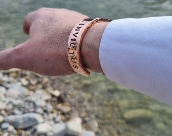 Forged Copper Bracelet | 80 g | Heavy Cuff Bracelet | Hammered Copper Bracelet | 5 x 11 mm | Invictus Design | Personalized Date & Initials