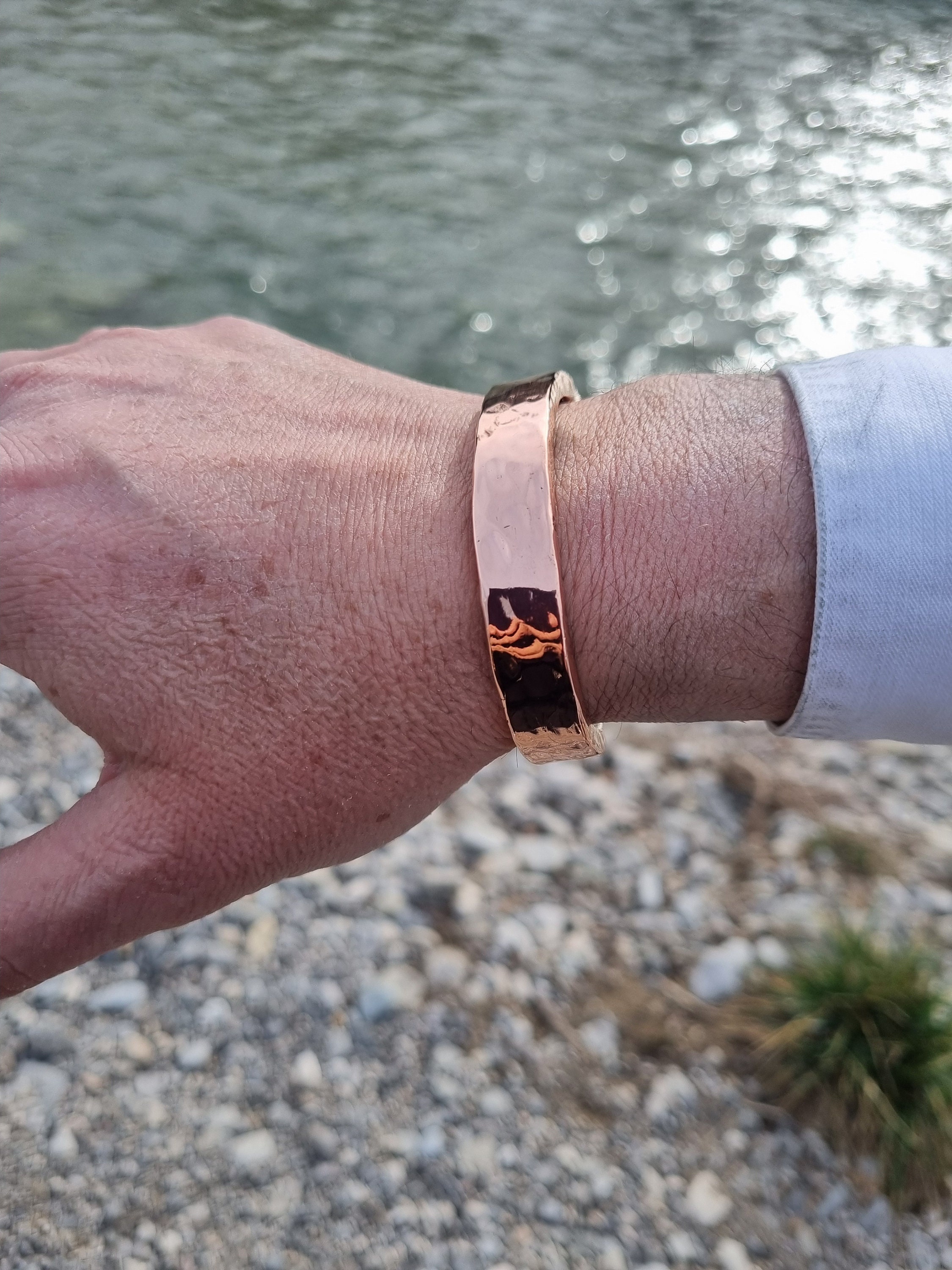 Religious Copper Cuff Bracelet | Christian Design |  80 g | Hand Forged | 5 x 11 mm | Jesus is Coming | Personalized with Date & Initials