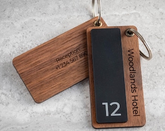 Personalisierter Hotel Schlüsselanhänger aus Holz: Hotel Schlüsselanhänger