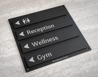 Directional Wayfinding Sign – Custom Acrylic Hotel Direction Board, Modern Interior Navigation Signage