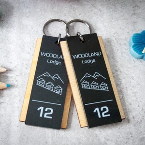 Hotel Keychain - Custom Key Holder with Personalized Name, Logo and Room Number - Add a Unique Touch to Your Keyring