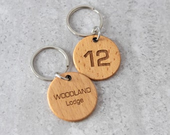 Bespoke Keychains for Hotels - Custom Key Holder Featuring Hotel Name and Room Number - Add a Unique Touch to Your Keyring