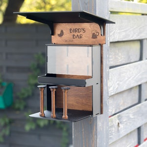 Bird feeder kit, stylish bar birdhouse Garden, handmade gift for bird lovers Wooden garden decor. image 1