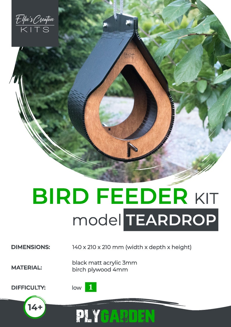 Vogelhaus Modell Teardrop Garten, handgemachtes Geschenk für Vogelliebhaber Gartendekor aus Holz Teil montiert. Bild 4