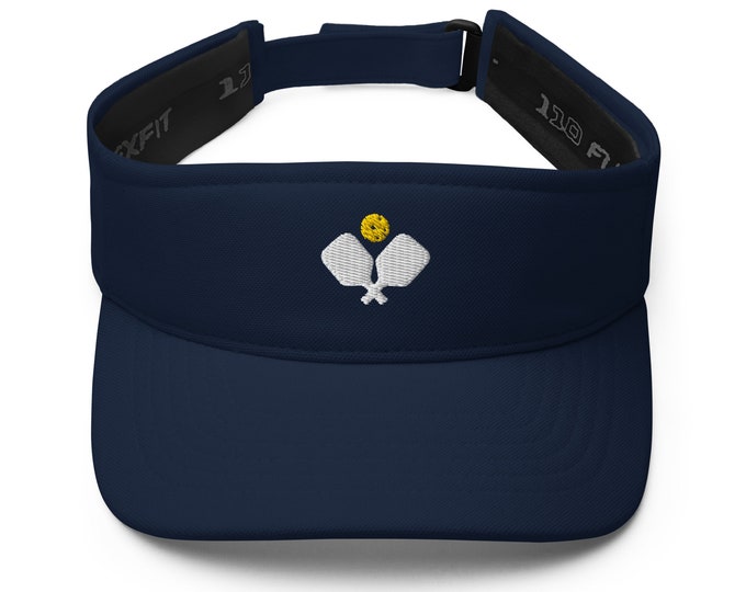 Embroidered Pickleball Visor with Adjustable Size in Navy Blue, White, or Black, Pickleball Hat, Pickleball Accessory