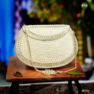 Boho Handmade Vintage Style Mosaic Inlay Clutch Evening Bag Gift For Her Indian Handmade Stone Bead Metal Purse Ethnic Multicolor Sling Bag