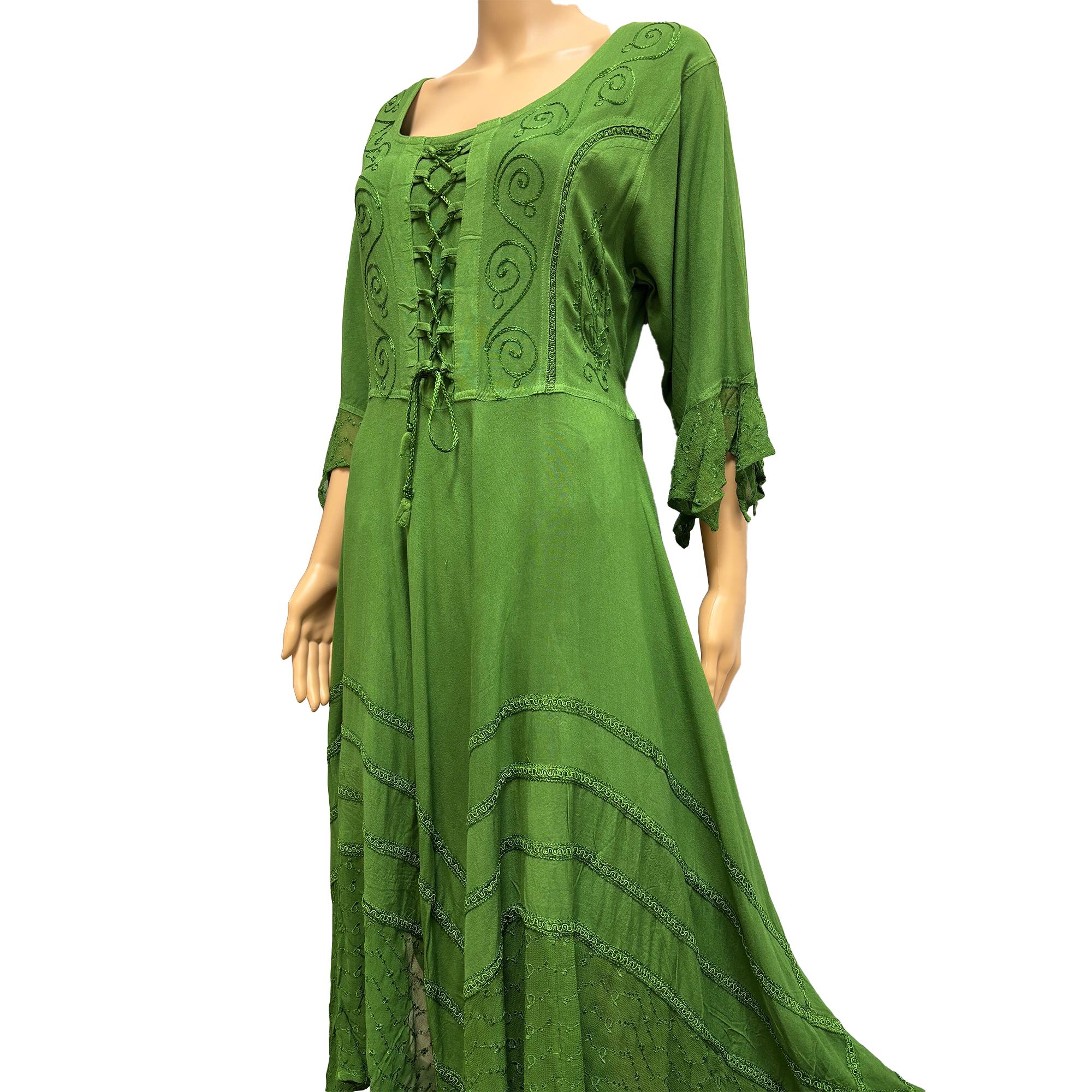 Missy Plus Embroidered Boho Renaissance Stonewashed Bell Sleeve Long ...