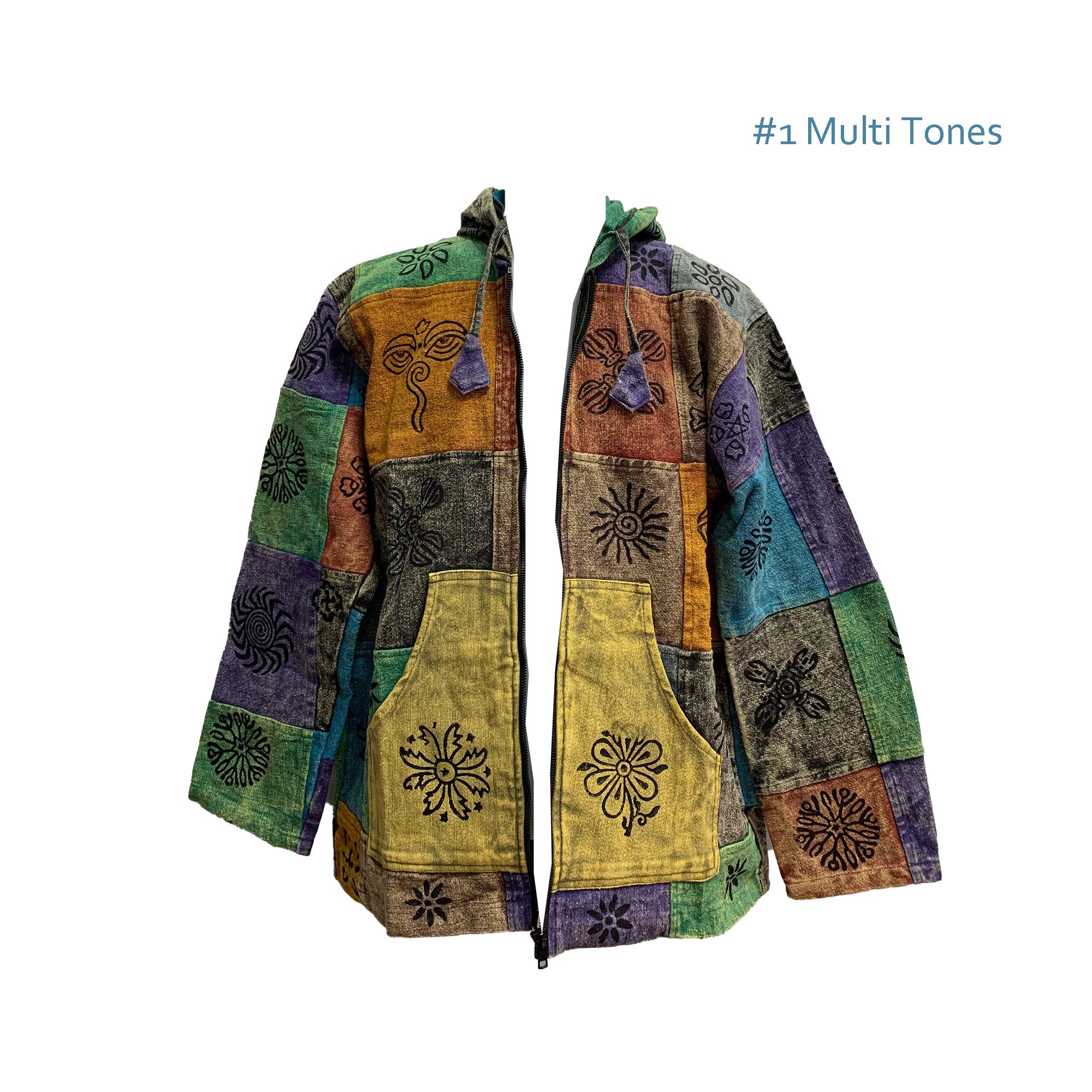Unisex Handmade Stonewashed Thick Cotton Patchwork Ethnic