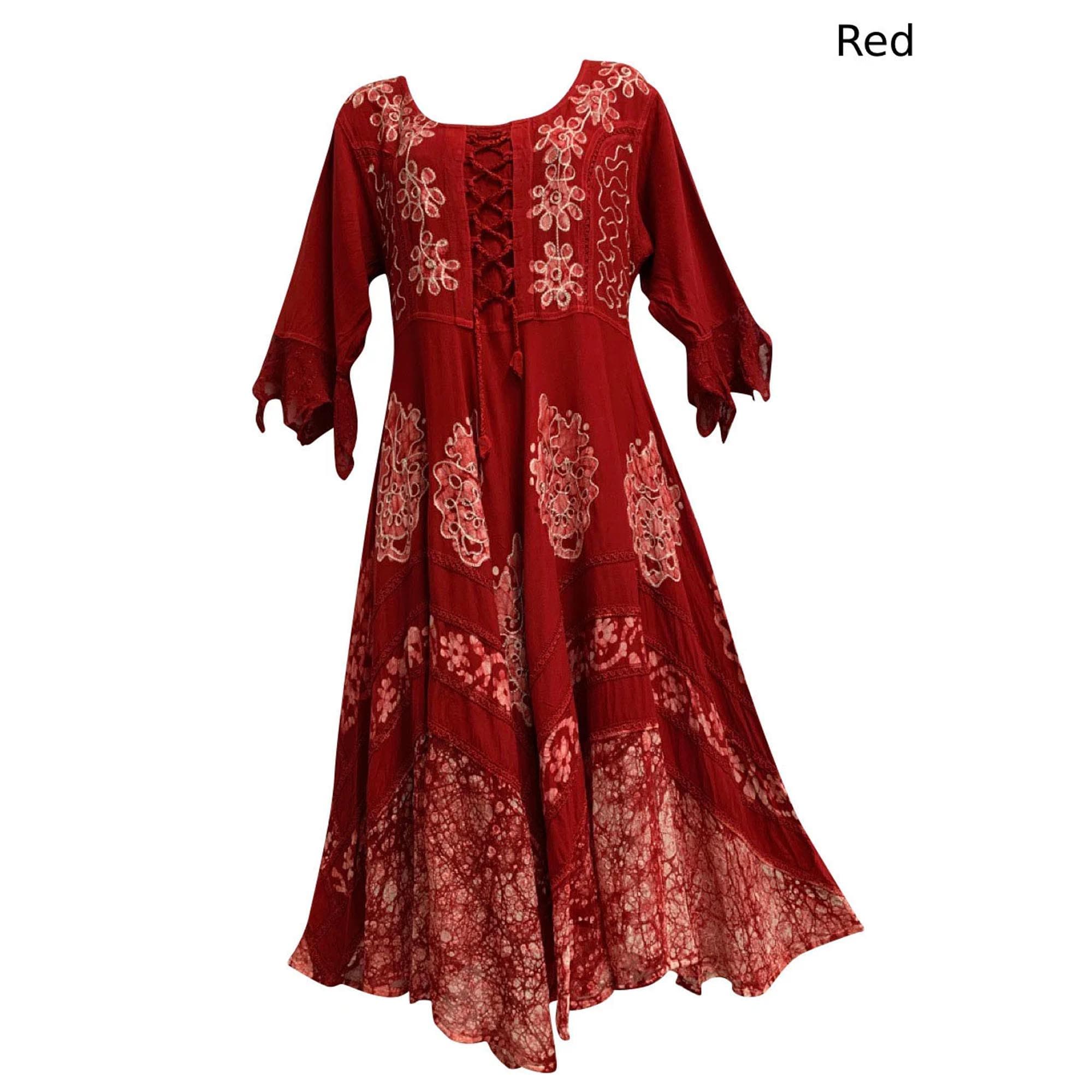 Boho Bohemian Renaissance Embroidered Ethnic Batik Floral Print Bell ...