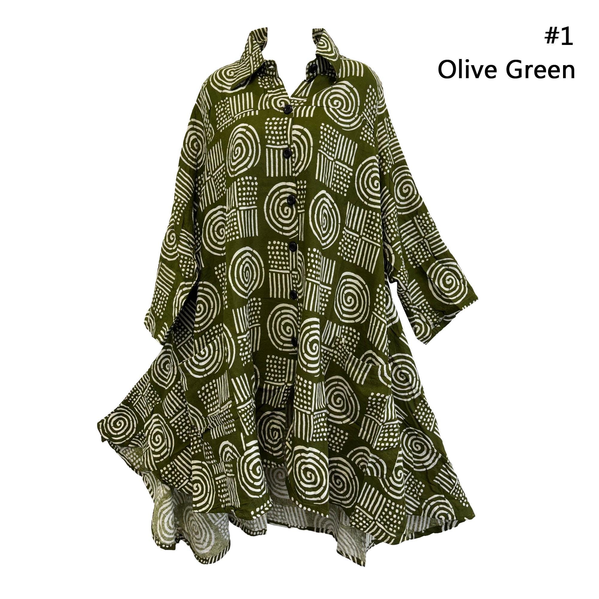 open lace back dress Olive Green Linen Blend Tunic Dress