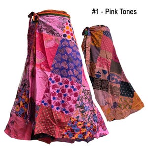 Boho Vintage Etniczny Fair Trade Recykling Czystej Bawełny Ręcznie Robiony Patchwork Warstwowa Owijana Spódnica Maxi Długa Spódnica Plus Size