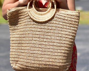 Borsa in rattan, borsa in paglia, borsa boho, borsa tote Bali intrecciata a mano, borsa a tracolla ecologica