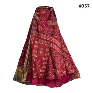 Indian Magic Bohemian Gypsy Wrap-Around Reversible Silk Skirt Handmade Recycled Silk Fair Trade Skirt Womens Plus Size Wrap Skirt