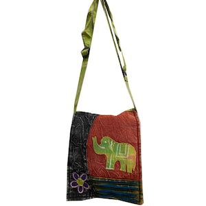 Himalaya handgjord unisex casual lapptäcke elefantbroderad sling shoulder crossbody hobo-väska