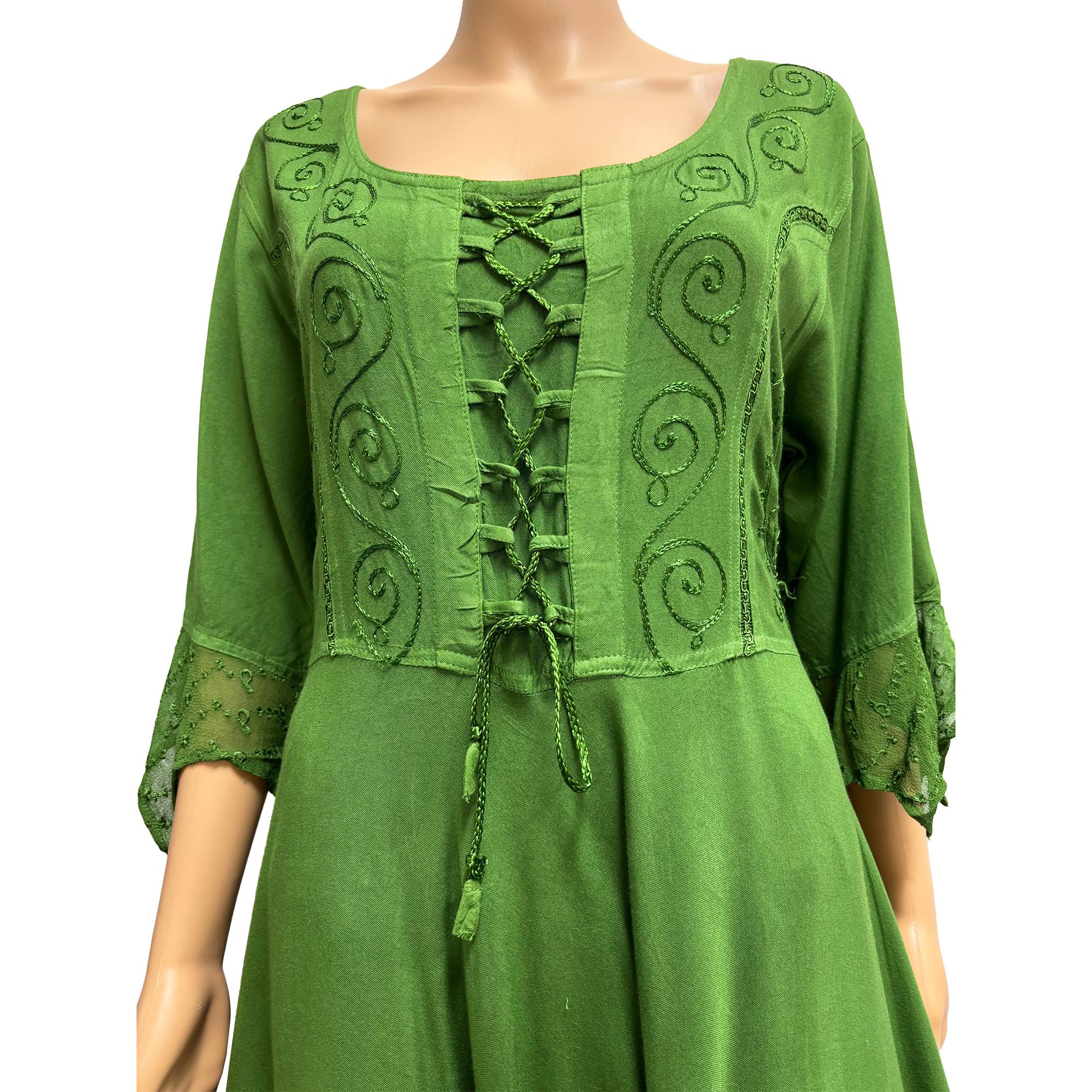 Missy Plus Embroidered Boho Renaissance Stonewashed Bell Sleeve Long ...