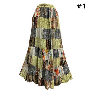 Handmade Boho Recycled Fabric Patchwork Ethnic Vintage Long Skirt PIHU