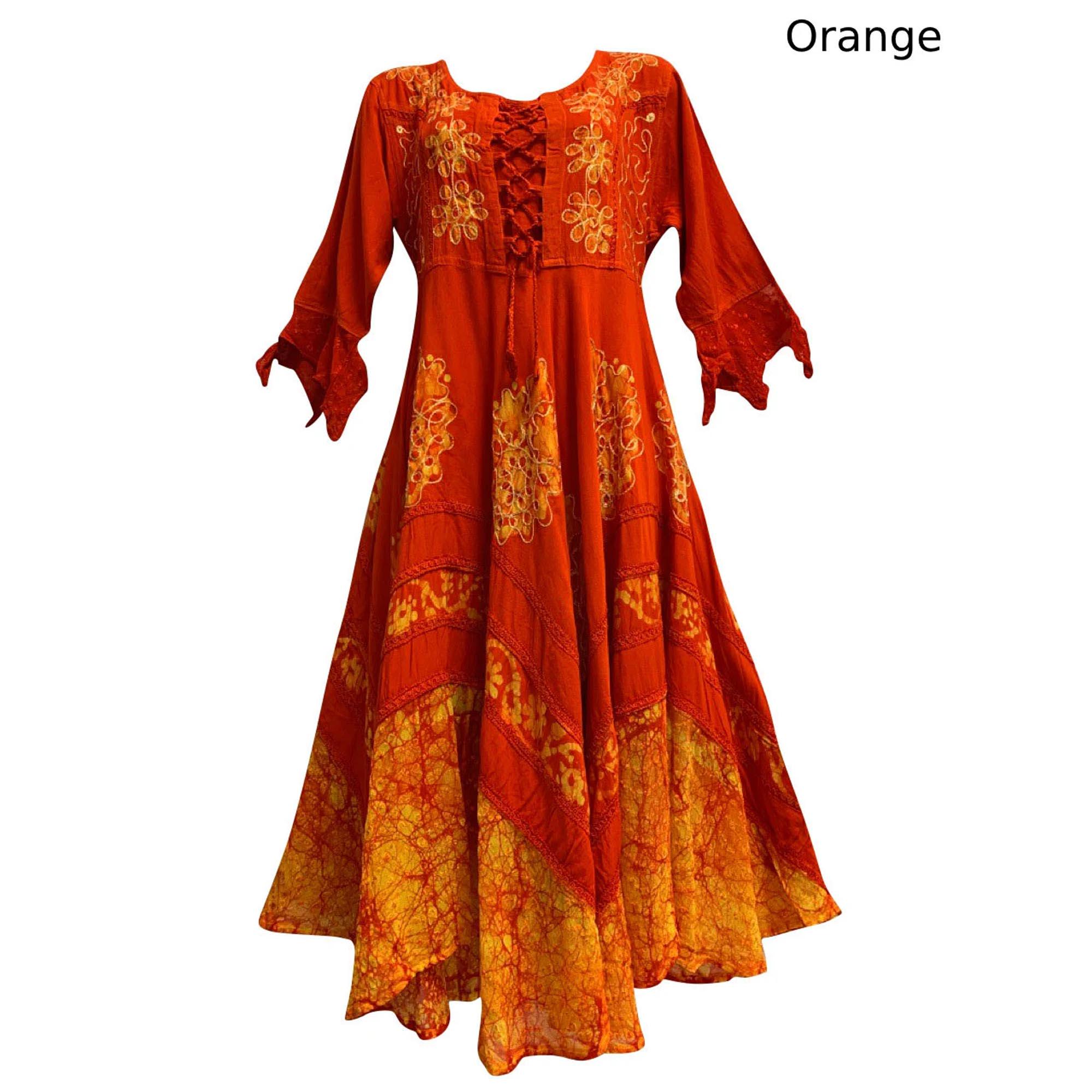 Boho Bohemian Renaissance Embroidered Ethnic Batik Floral Print Bell ...