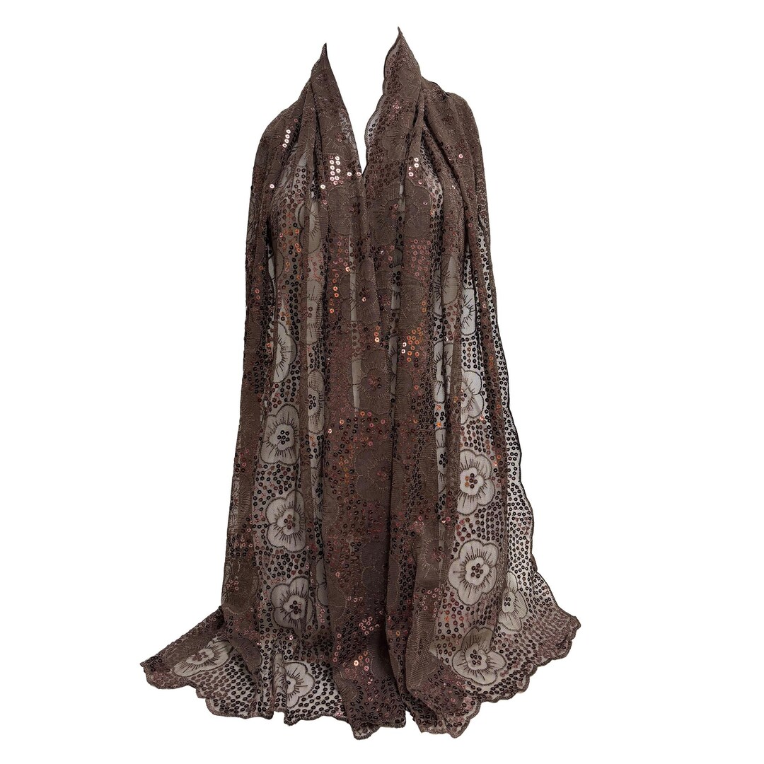 Elegant Sheer Sequin Fringe Wrap