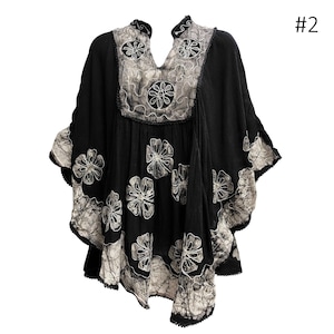 Tie-Dye Batik Broderad Boho Poncho Caftan Style Blus/Cover-up