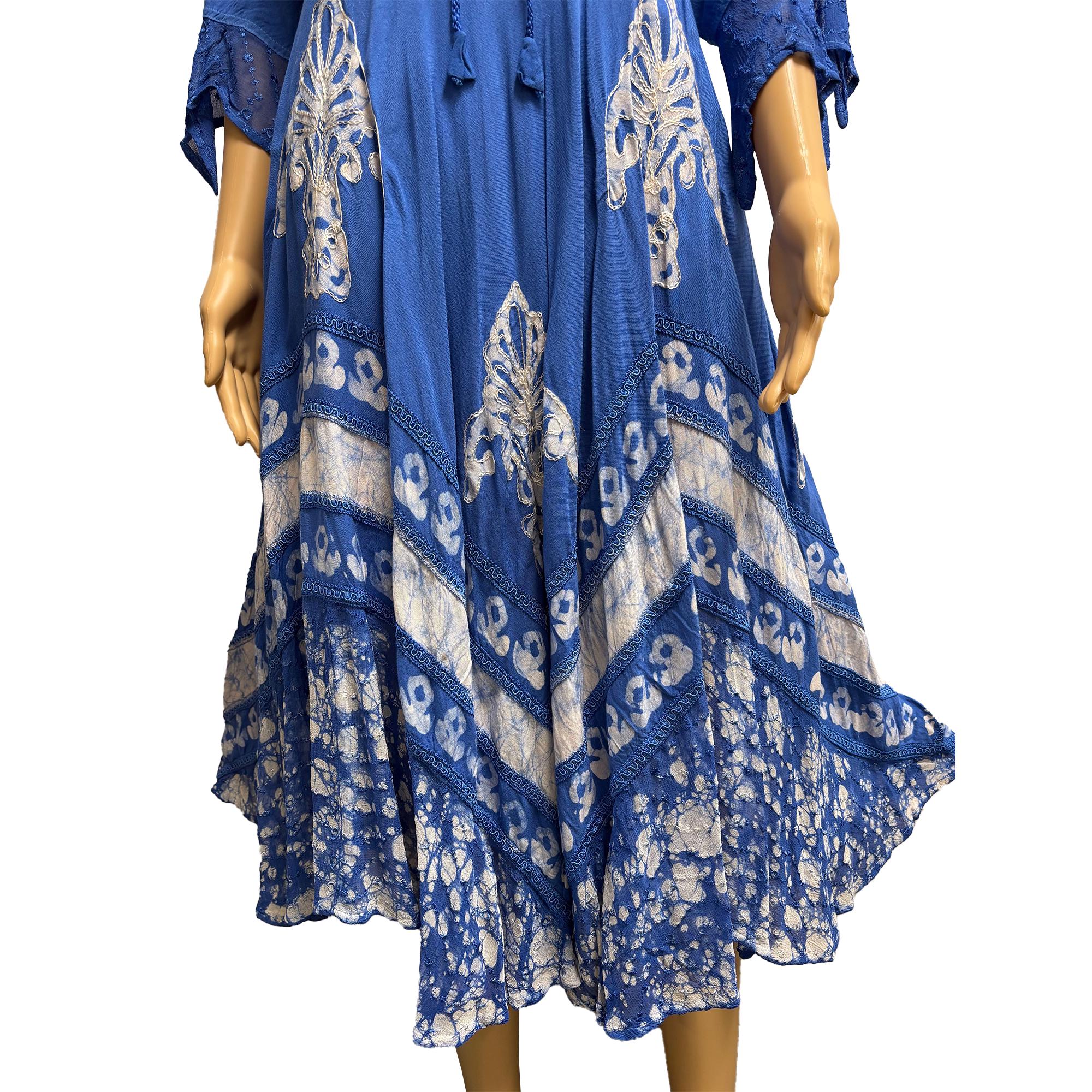 Boho Bohemian Renaissance Embroidered Ethnic Batik Floral Print Bell ...