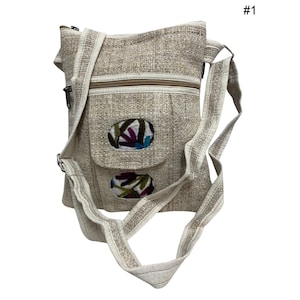 Himalayan Handmade Boho Ethnic Pure Hemp Multipocket Embroidered Fair Trade Patchwork MEDIUM SIZE Travel Passport Shoulder Crossbody Bag