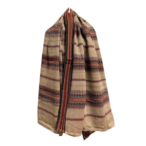 Indiase vintage tribal aardetinten wolmix grote dikke sjaal omslagdoek met Azteekse print