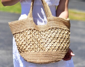 Borsa Bali intrecciata a mano, borsa a tracolla in paglia Boho, borsa in rattan, borsa ecologica