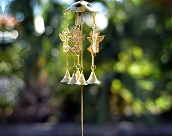 Angel Brass Bell Harmony Wind Chime Serene Garden & Home Décor Spiritual Gift