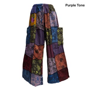 Handgemaakte patchwork katoenen wijde pijpen palazzo broek Boho festivalbroek