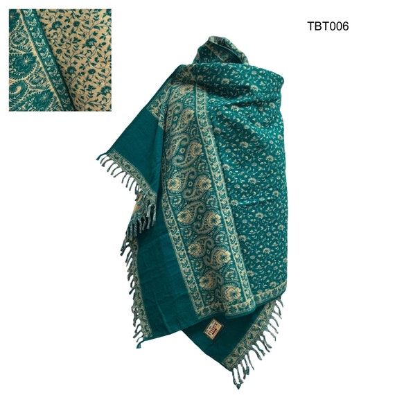 Bohemian Reversible Tibetan Pure Wool Pashmina Sca