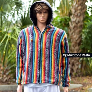 Unisex Handmade Winter Gheri Cotton With Lining Winter Bohemian Zippered Hoodie Jacket