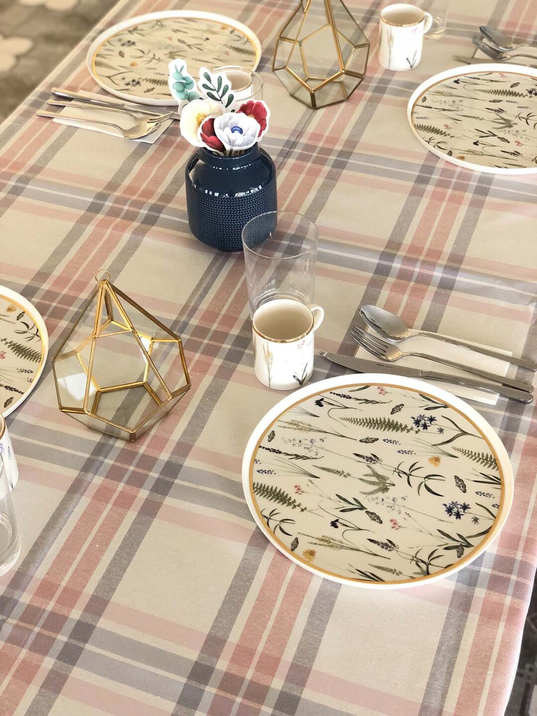 Tartan Tablecloth Scotch Powder Grey, Scottish Tablecloth, Tartan