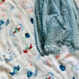 Swaddle Blanket, Bamboo Organic Cotton Baby Swaddle Butter Soft, Baby Gift,Stroller Blanket, Organic Baby Blanket - Blue Bird,Christmas gift