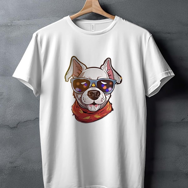 Hipster Dog T-Shirt, Cool French Bulldog with Sunglasses, Urban Style Graphic Tee, Unisex Clothing, Trendy Animal Shirt for All