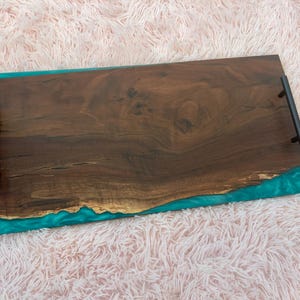 Wasabi Green Epoxy and Walnut Charcuterie/Serving Board