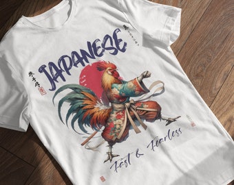 Japanese Essence: Fast & Fearless T-shirt - Tradition Meets Trend in this Samurai Rooster Tee