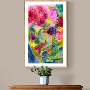 Png fathers day, digital download for peaceful home, watercolor paintings made from fresh flowers, printable, office decor, gift of serenity