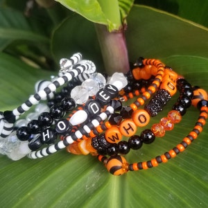 Cincinnati Bengals Black and Orange or White Out Beaded Who Dey Wrap Bracelet