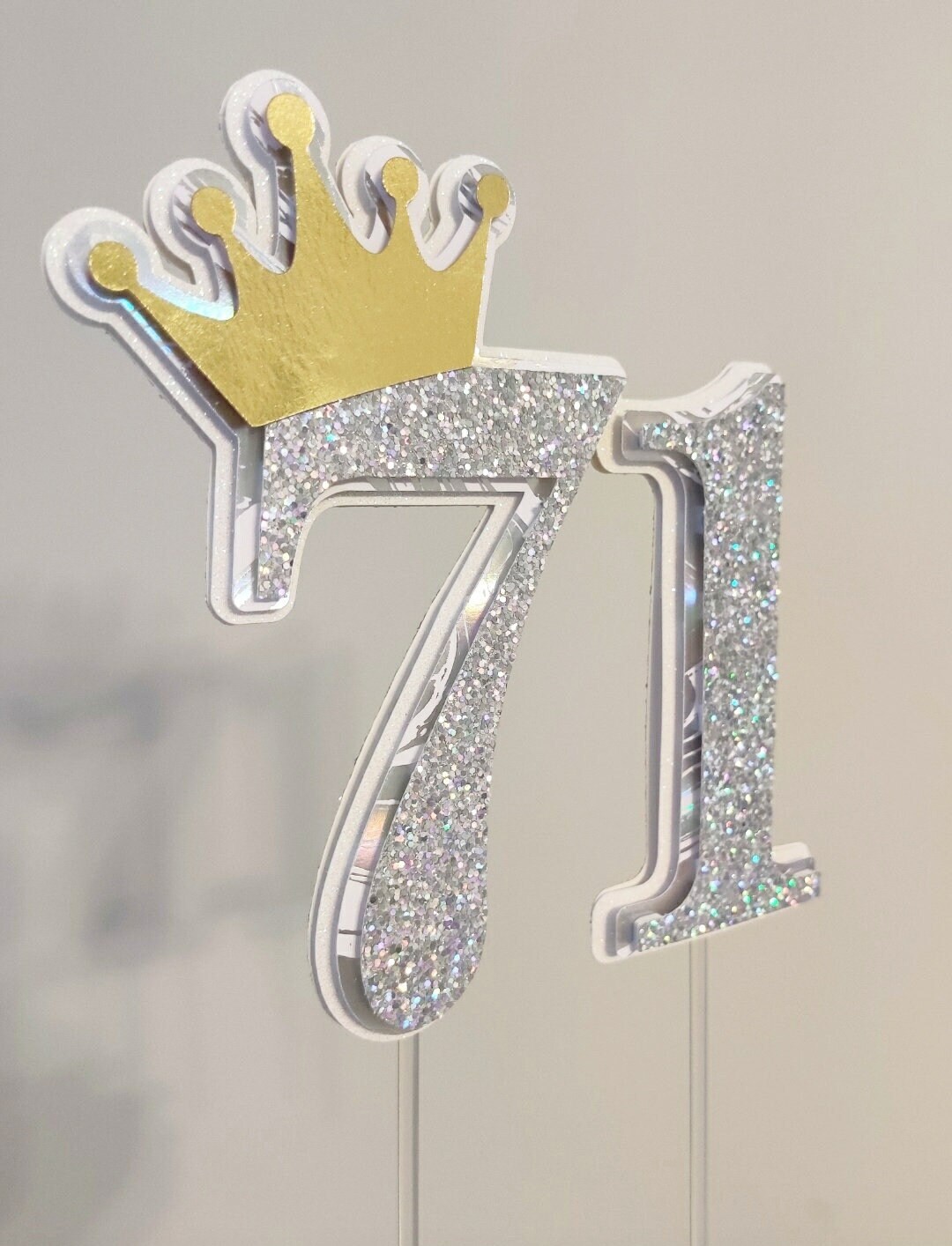 Crown Number Birthday Party Cake Topper, Glitter Number Cake Topper ...