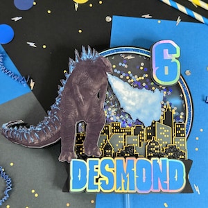 Godzilla Cake Topper, Personalized Godzilla Birthday Cake Topper, Godzilla Party Decor Theme
