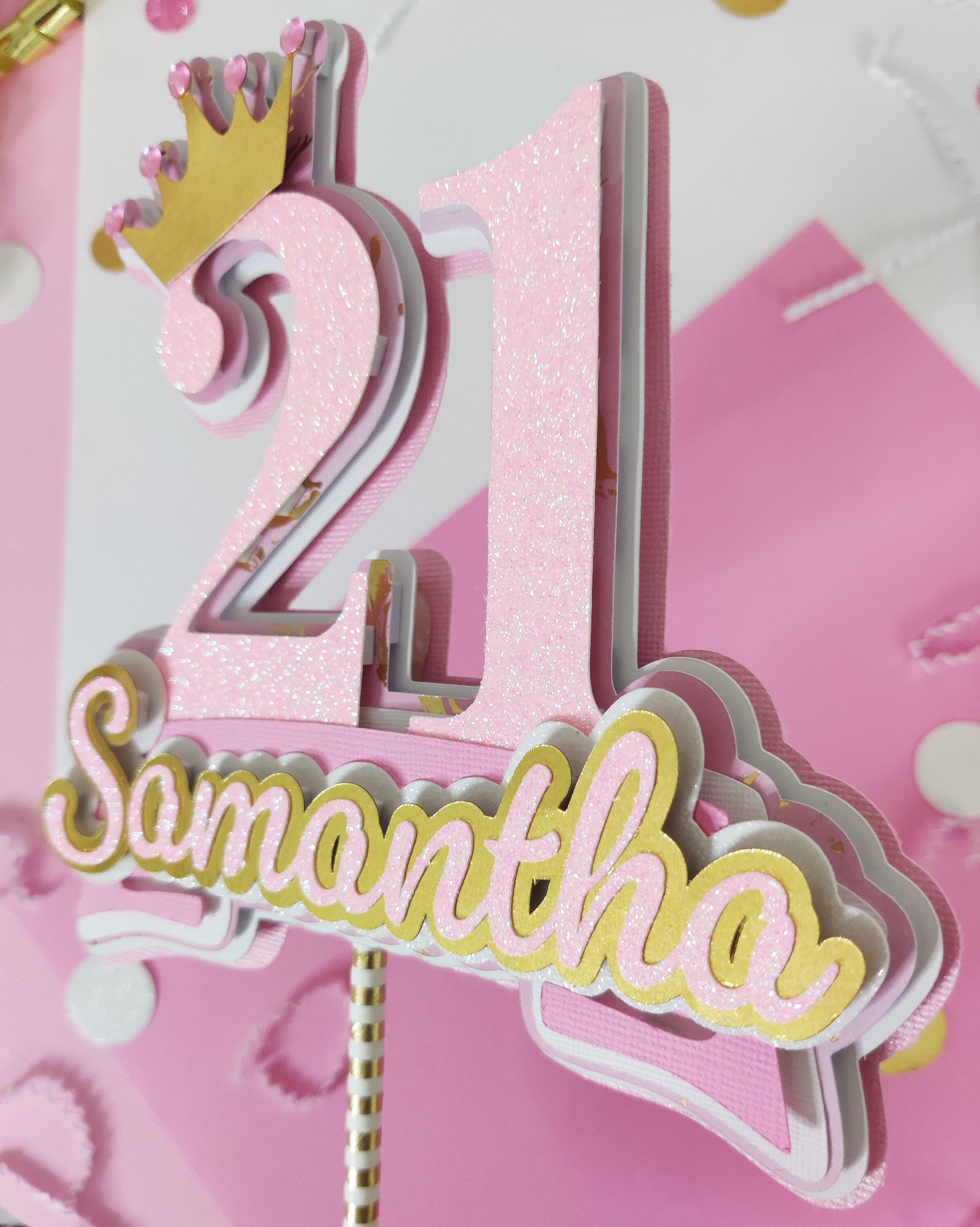 Crown Number Birthday Party Cake Topper, Glitter Number Cake Topper ...