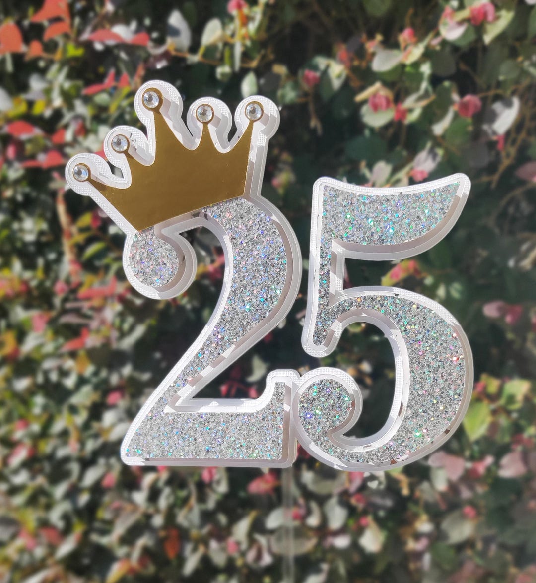 Crown Number Birthday Party Cake Topper, Glitter Number Cake Topper ...