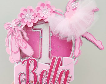 Ballet Cake Topper, Ballerina Shaker Cake Topper, Pink Tutu Cake Topper