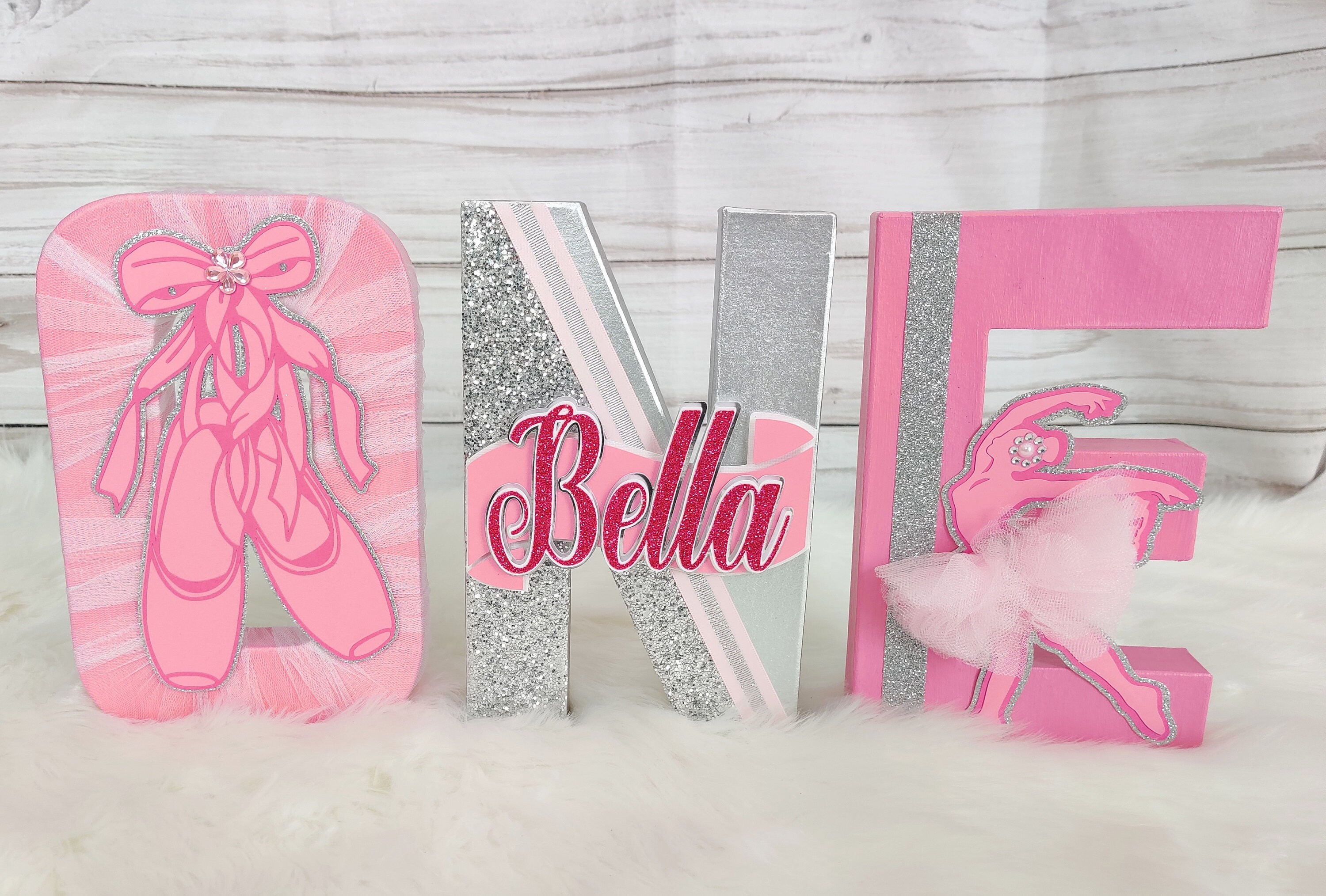 Ballerina ONE Birthday Letters, Pink Ballerina Paper Mache Letters ...